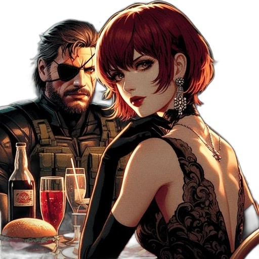 cyberpunk, comic book art, concept art, fantasy art, fire, red, two, individuals transparent PNG cut-out