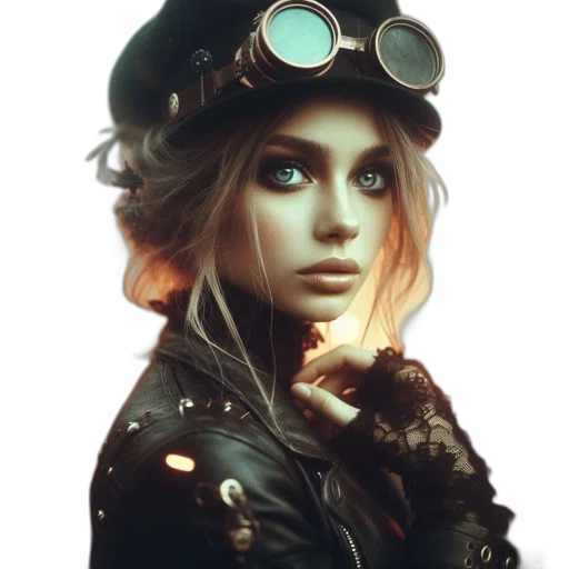 hat, jacket, face, crown, photorealistic, concept art, fantasy art, cyberpunk transparent PNG cut-out