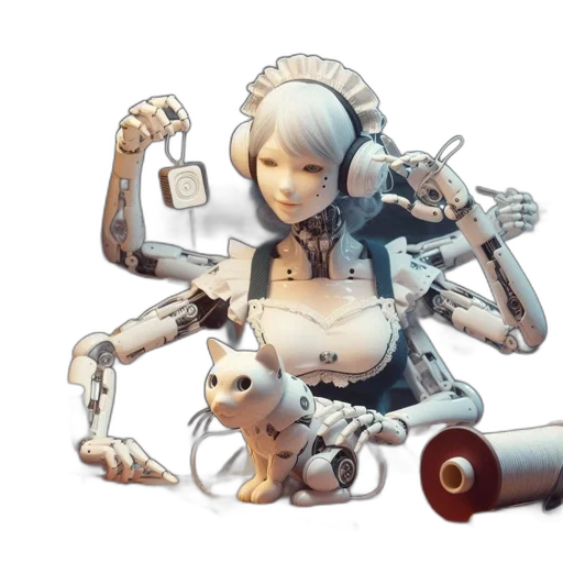 robot, weapon, concept art, cyberpunk, 3d render, pixel art, inside, old transparent PNG cut-out