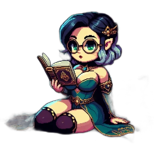 staff, fantasy art, pixel art, concept art, comic book art, sorceress, character, seen transparent PNG cut-out