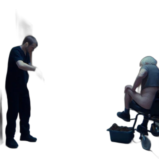 staff, furniture, robot, mask, concept art, 3d render, cyberpunk, pixel art transparent PNG cut-out