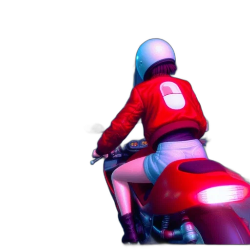 jacket, robot, weapon, concept art, 3d render, vaporwave, cyberpunk, neon lights transparent PNG cut-out