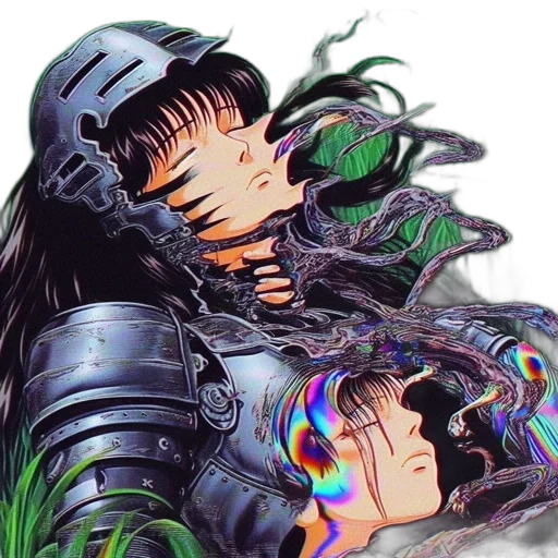mask, face, weapon, creature, vaporwave, concept art, fantasy art, pixel art transparent PNG cut-out