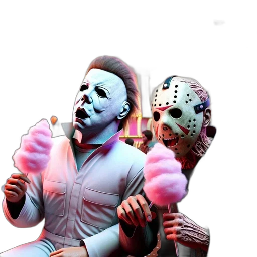 mask, concept art, 3d render, vaporwave, pixel art, neon lights, fire, pastel transparent PNG cut-out