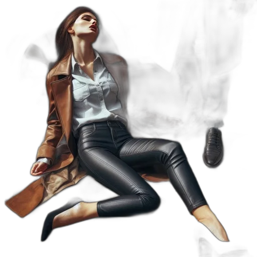 jacket, shoes, concept art, photorealistic, comic book art, 3d render, fog, fire transparent PNG cut-out