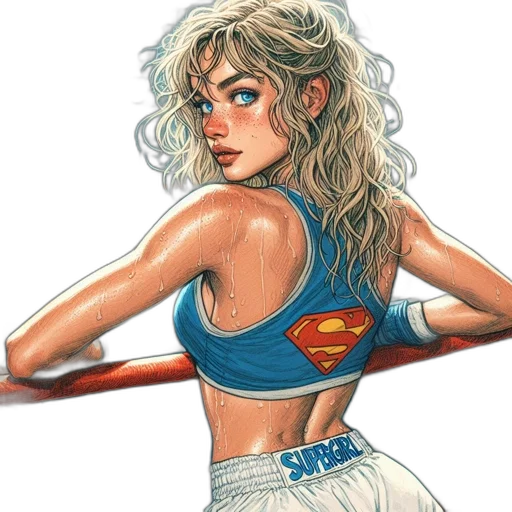 comic book art, concept art, fantasy art, cartoon, blonde-haired, female, character, dressed transparent PNG cut-out