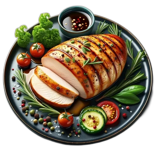 food, animal, photorealistic, 3d render, colorful, well-plated, entree, features transparent PNG cut-out