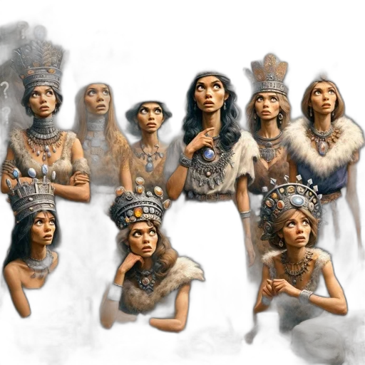 crown, jewelry, concept art, fantasy art, photorealistic, watercolor, group, women transparent PNG cut-out