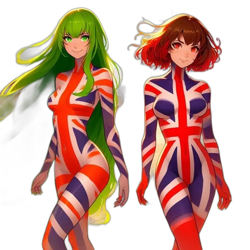 concept art, anime, pixel art, fantasy art, green, neon, two, female transparent PNG cut-out