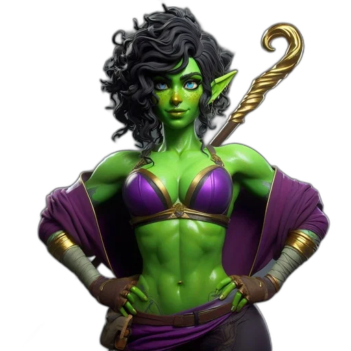 staff, fantasy art, concept art, comic book art, 3d render, green, vibrant, green-skinned transparent PNG cut-out