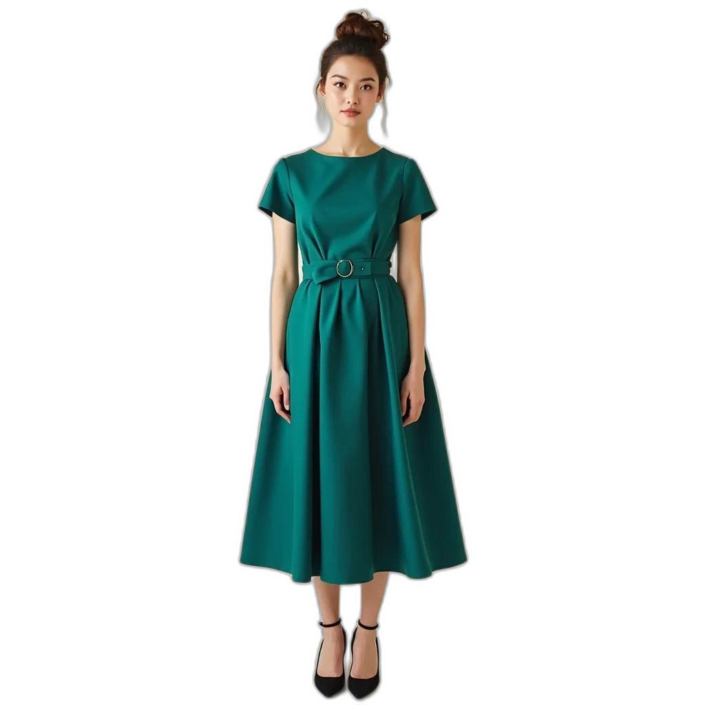 dress, green, earth tones, dark, monochrome, woman, wearing, teal transparent PNG cut-out