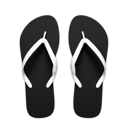 shoes, mask, photorealistic, 3d render, monochrome, black, white, flip-flop transparent PNG cut-out