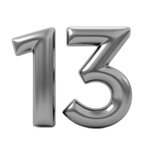 jewelry, 3d render, metallic, silver, number, reflective, surface, giving transparent PNG cut-out