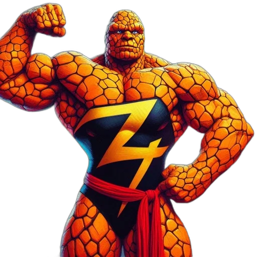 comic book art, concept art, 3d render, photorealistic, muscular, figure, cracked, orange transparent PNG cut-out