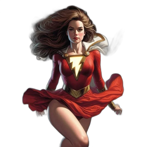 dress, comic book art, fantasy art, concept art, photorealistic, female, superhero, red transparent PNG cut-out