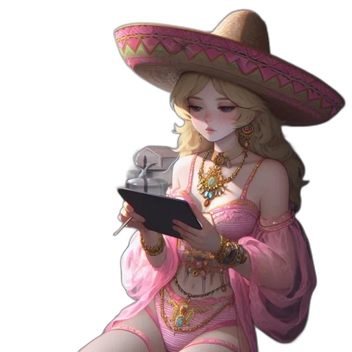 hat, dress, staff, weapon, concept art, fantasy art, pixel art, watercolor transparent PNG cut-out