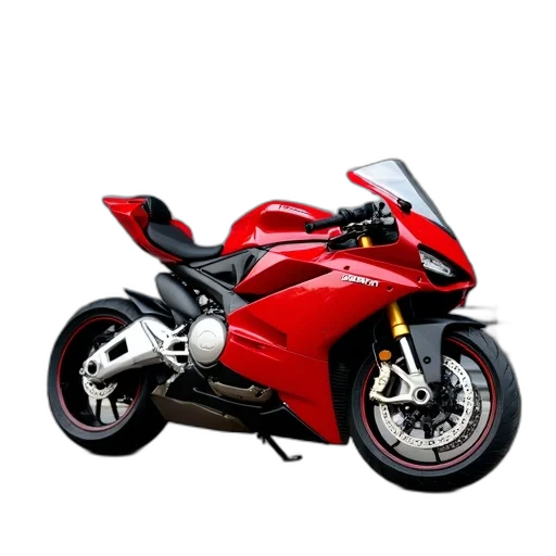 photorealistic, 3d render, concept art, red, black, sports, motorcycle, sleek transparent PNG cut-out