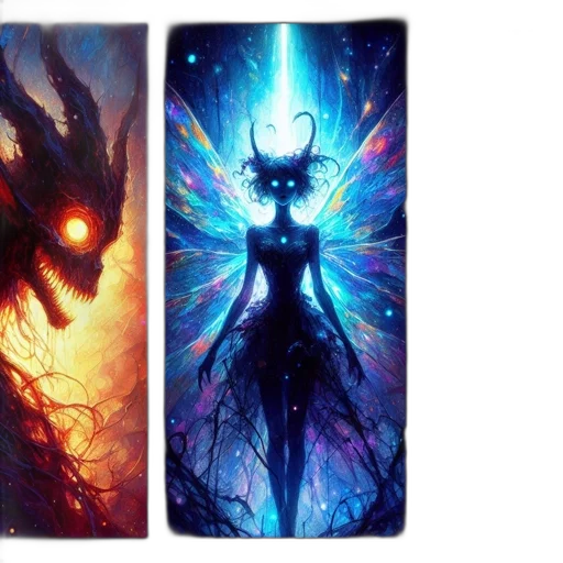 dress, concept art, fantasy art, comic book art, pixel art, outer space, dark, colorful transparent PNG cut-out