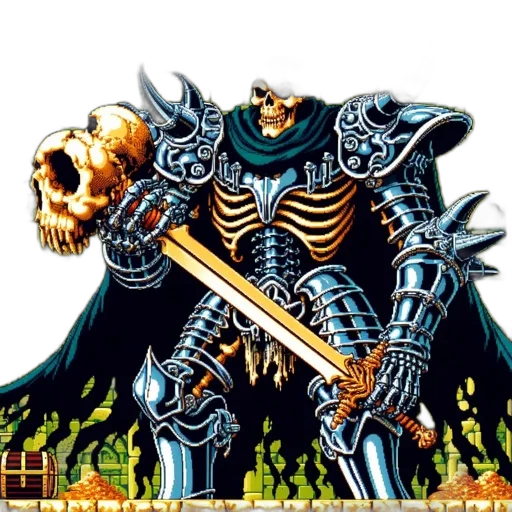 robot, weapon, sword, pixel art, comic book art, concept art, fantasy art, armored transparent PNG cut-out