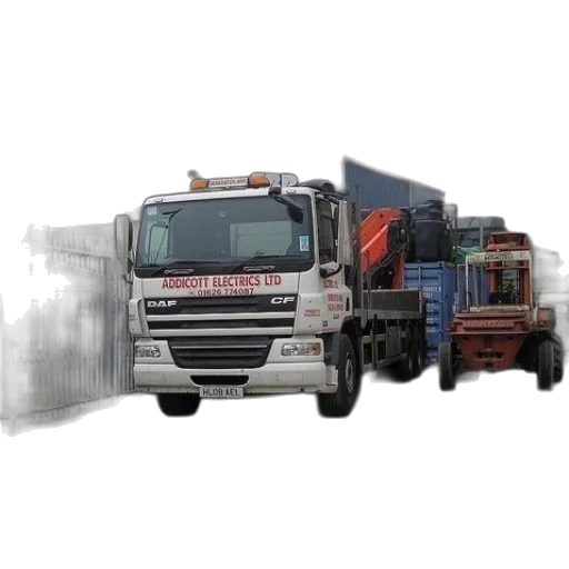 white, truck, addicott, electrics, ltd, written, front transparent PNG cut-out
