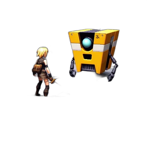 robot, car, weapon, staff, 3d render, concept art, pixel art, cyberpunk transparent PNG cut-out