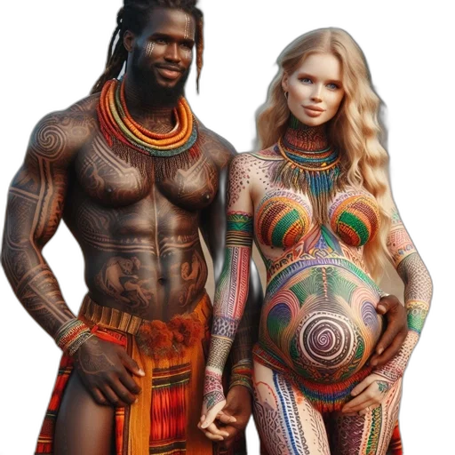 dress, jewelry, fantasy art, concept art, photorealistic, earth tones, two, individuals transparent PNG cut-out