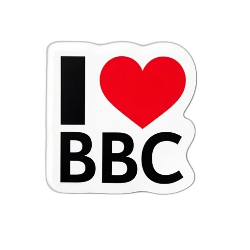 white, sticker, text, love, bbc, black, featuring, red transparent PNG cut-out