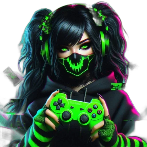 pixel art, fantasy art, anime, concept art, green, neon, individualized, depiction transparent PNG cut-out