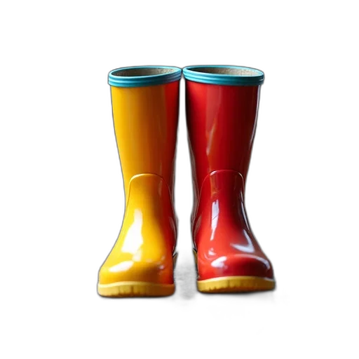 shoes, 3d render, photorealistic, concept art, pair, colorful, rain, boots transparent PNG cut-out