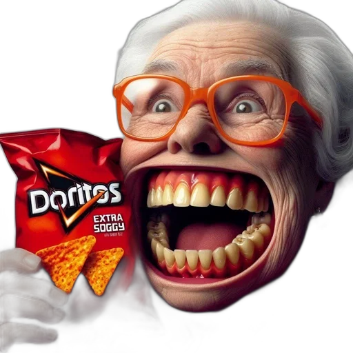 food, creature, mask, face, photorealistic, 3d render, elderly, woman transparent PNG cut-out