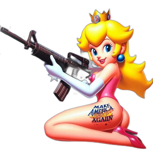 weapon, animal, pixel art, vaporwave, concept art, 3d render, princess, peach transparent PNG cut-out