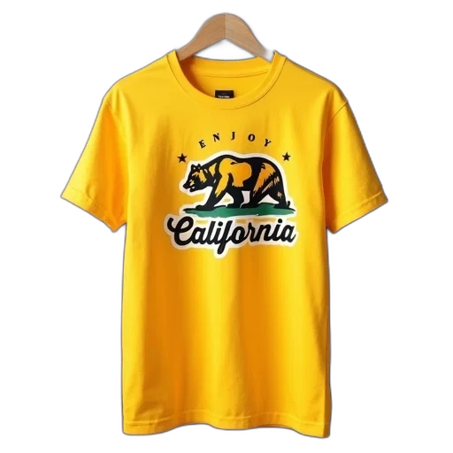 yellow, t-shirt, graphic, design, featuring, bear, words, enjoy transparent PNG cut-out