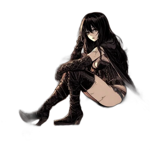 dress, hair, mask, weapon, pixel art, fantasy art, concept art, anime transparent PNG cut-out