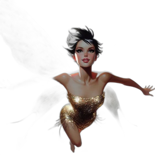 fantasy art, concept art, 3d render, comic book art, golden, ethereal, winged, figure transparent PNG cut-out