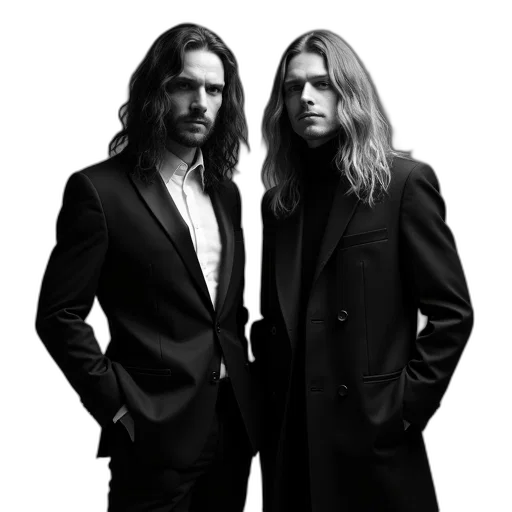 jacket, hair, photorealistic, concept art, black, white, photograph, two transparent PNG cut-out