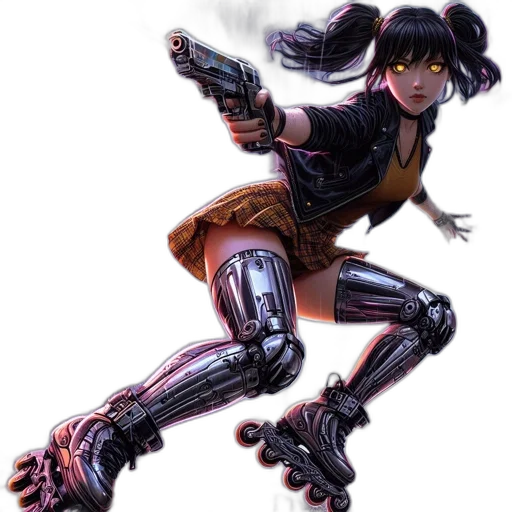 robot, weapon, concept art, cyberpunk, comic book art, fantasy art, futuristic, figure transparent PNG cut-out