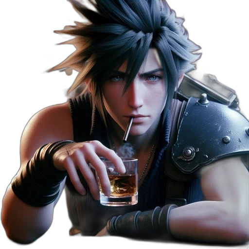 concept art, photorealistic, cyberpunk, 3d render, serious, dark, blue-haired, man transparent PNG cut-out