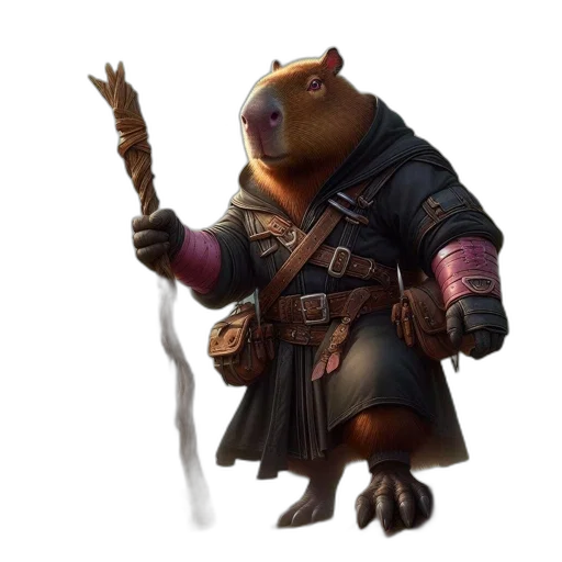 staff, animal, creature, jacket, concept art, fantasy art, 3d render, photorealistic transparent PNG cut-out
