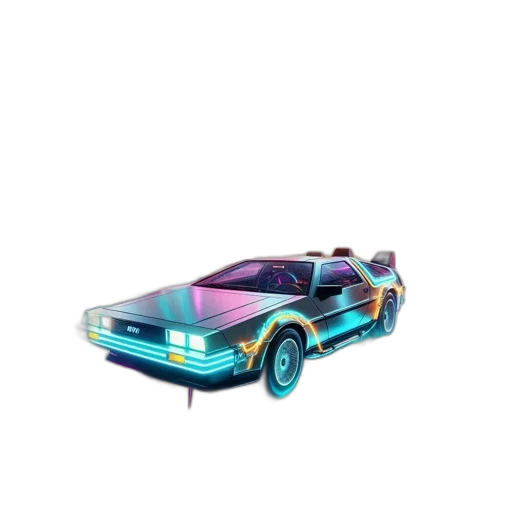car, jacket, robot, weapon, vaporwave, 3d render, concept art, cyberpunk transparent PNG cut-out
