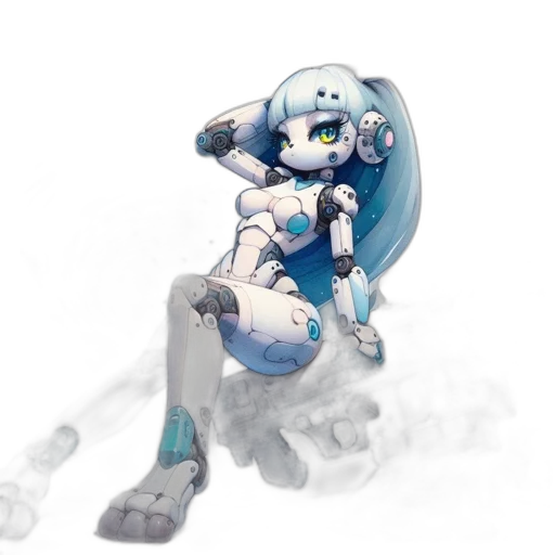 robot, weapon, staff, creature, concept art, pixel art, 3d render, anime transparent PNG cut-out