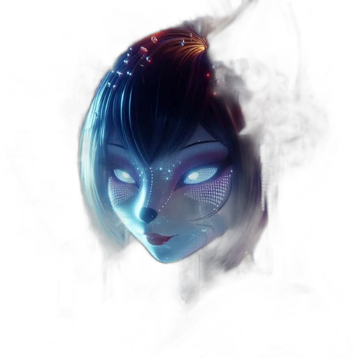 mask, face, robot, creature, concept art, fantasy art, cyberpunk, watercolor transparent PNG cut-out