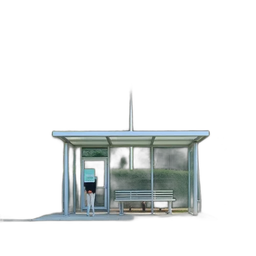 building, umbrella, staff, car, concept art, 3d render, photorealistic, pixel art transparent PNG cut-out