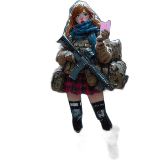 jacket, weapon, concept art, 3d render, cyberpunk, fantasy art, snow, young transparent PNG cut-out