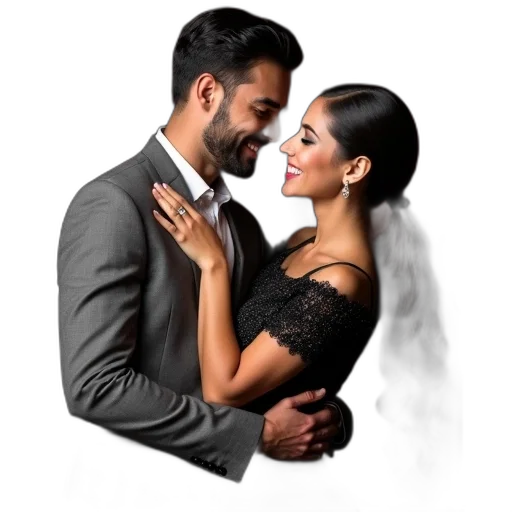 photorealistic, oil painting, couple, embracing, each, other, dance, pose transparent PNG cut-out