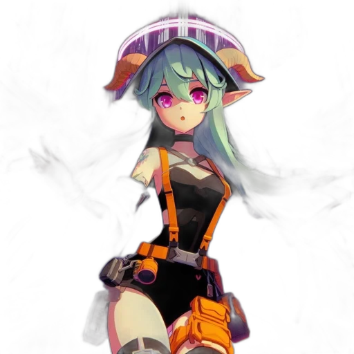 staff, robot, weapon, hat, concept art, fantasy art, pixel art, anime transparent PNG cut-out