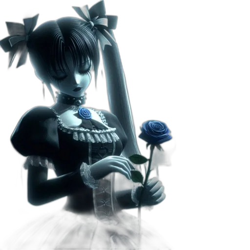 flower, dress, staff, robot, 3d render, concept art, fantasy art, anime transparent PNG cut-out