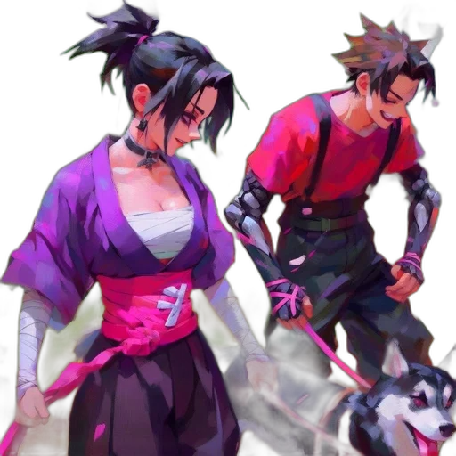 concept art, fantasy art, cyberpunk, anime, fire, neon, dark, colorful transparent PNG cut-out