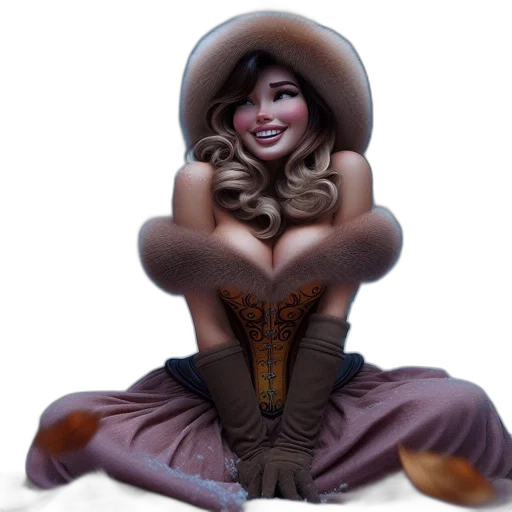 hat, dress, crown, 3d render, fantasy art, concept art, photorealistic, wintery transparent PNG cut-out