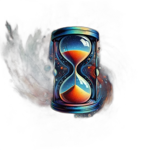 bottle, concept art, fantasy art, watercolor, pixel art, outer space, fire, hourglass transparent PNG cut-out