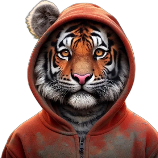 animal, jacket, creature, face, photorealistic, concept art, 3d render, fantasy art transparent PNG cut-out